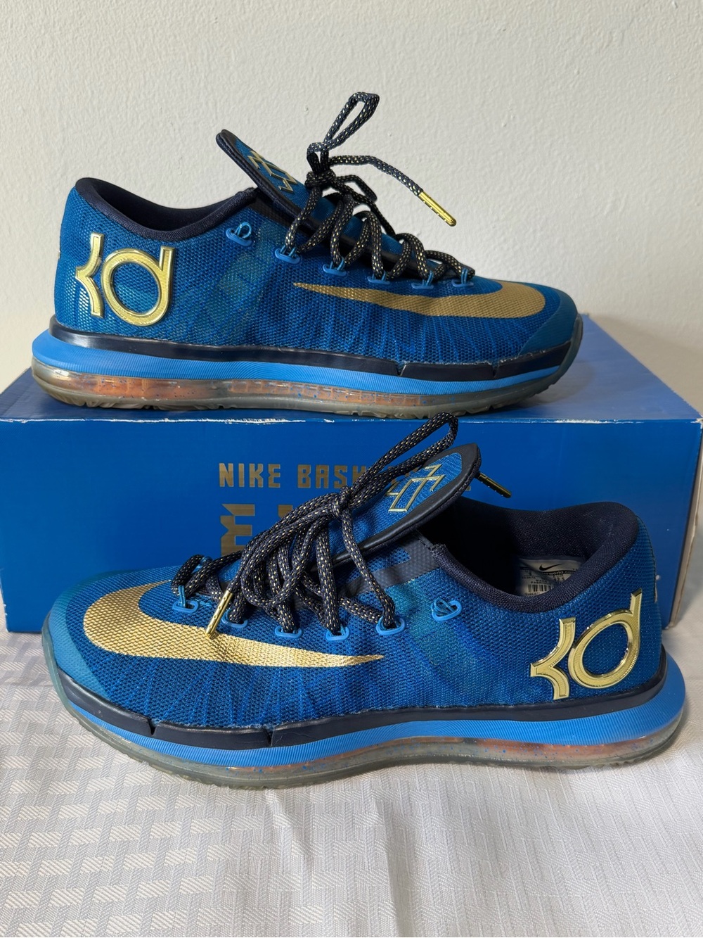 Nike KD 6 Elite 2014 Supremacy Blue Gold Mens Size 9 683250-474